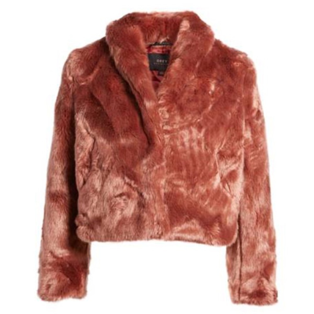 OBEY faux fur coat